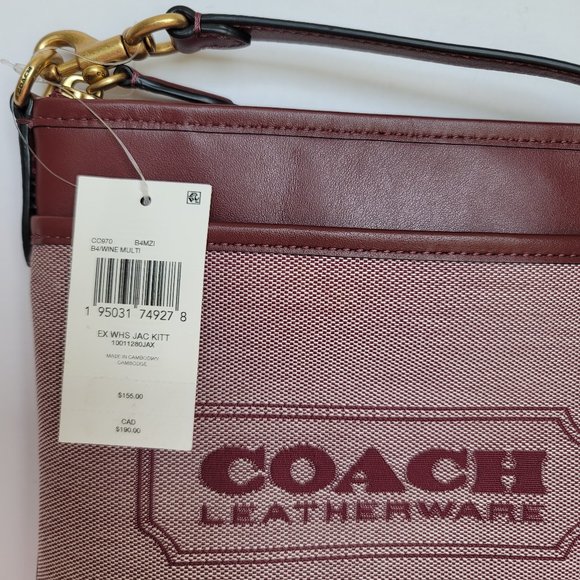 COACH Kitt Badge Jacquard & Smooth Leather Crossbody- Wine Multi ⭐ - Picture 16 of 16